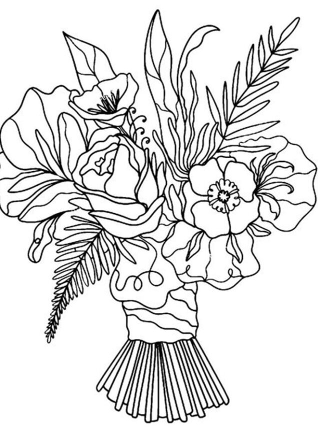 tranh tô màu bó hoa