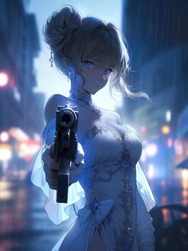 hình ảnh anime nữ ngầu cầm súng
