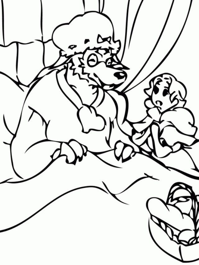 tranh tô màu cô bé quàng khăn