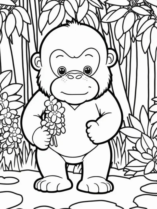 tranh tô màu con khỉ dễ thương