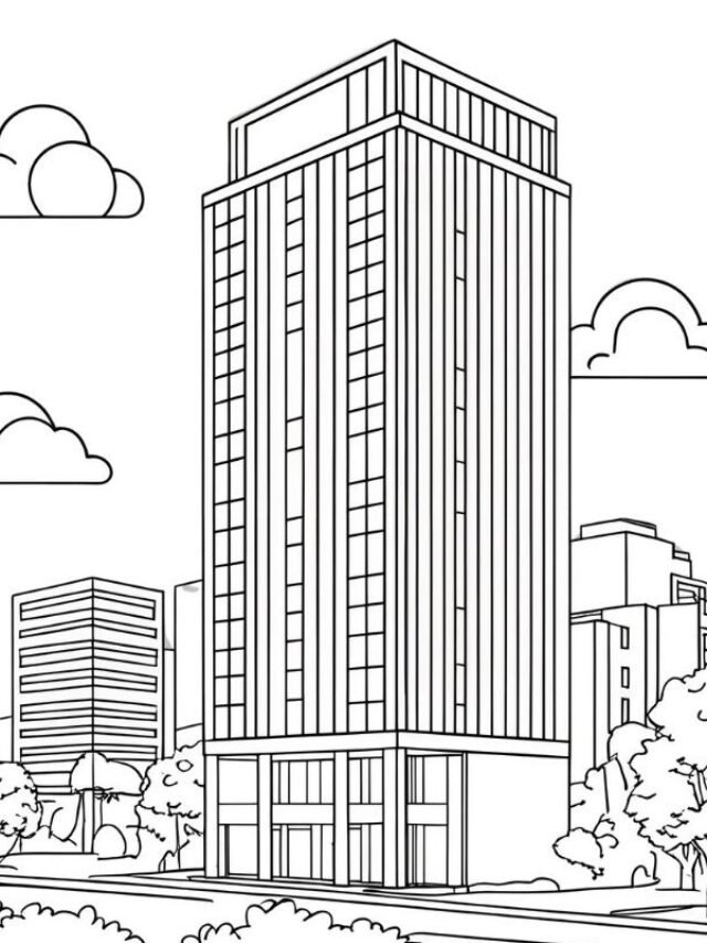 tranh tô màu ngôi nhà cao tầng