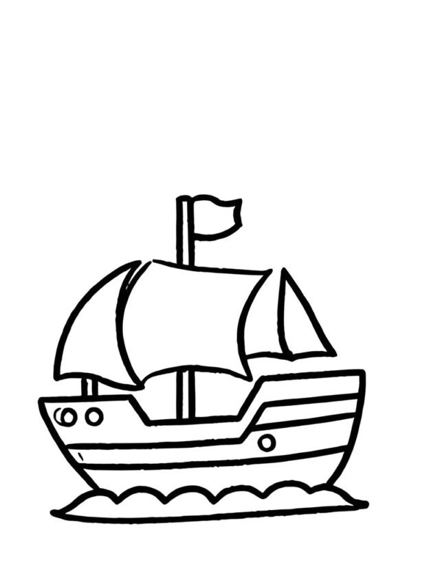 tranh tô màu tàu thủy biển