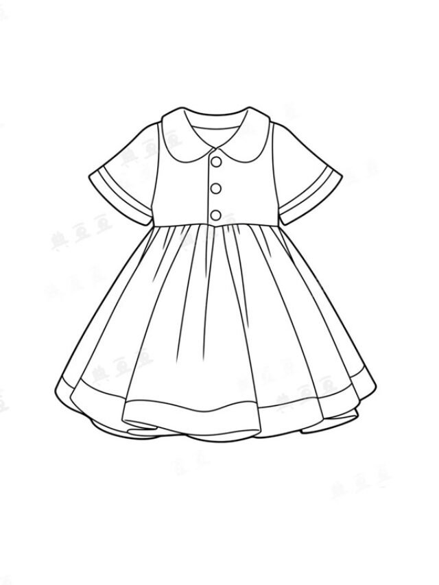 tranh tô màu trang phục mùa hè của bé