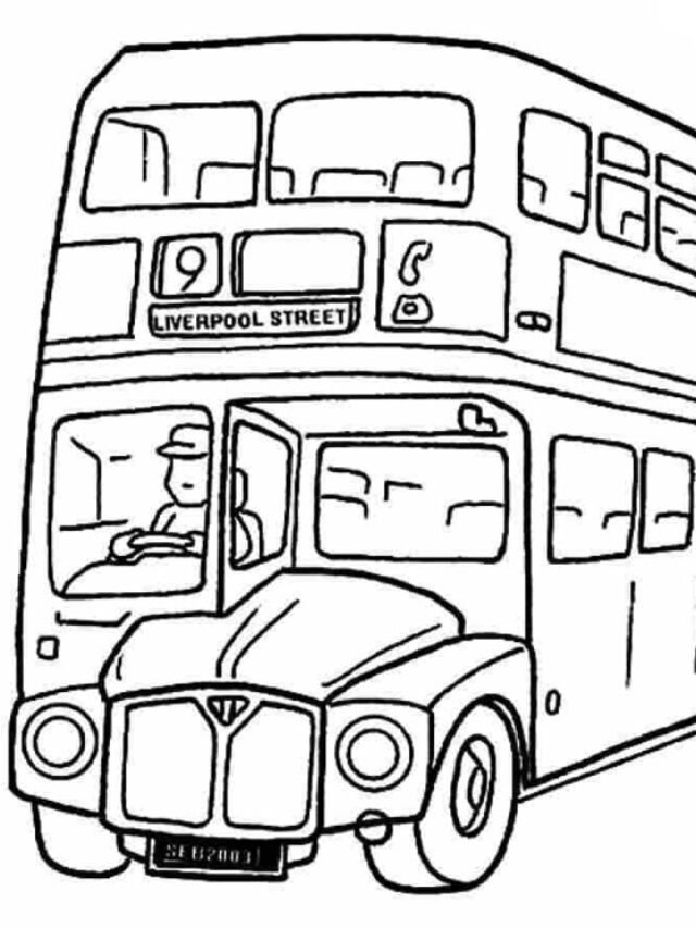 tranh tô màu xe bus 14