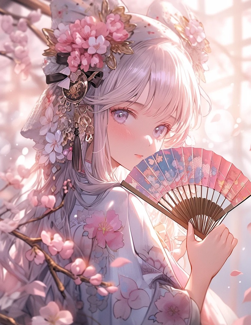 hình ảnh anime nữ mặc kimono 1