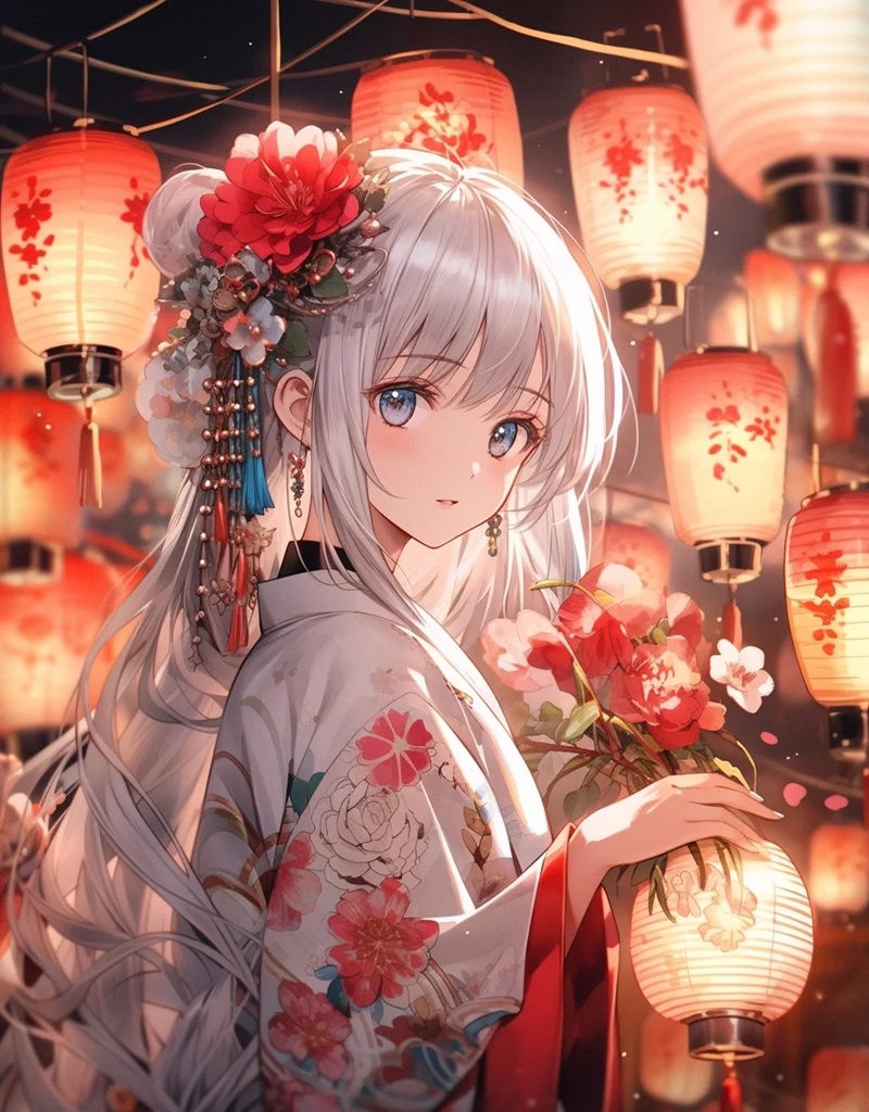 hình ảnh anime nữ mặc kimono 18