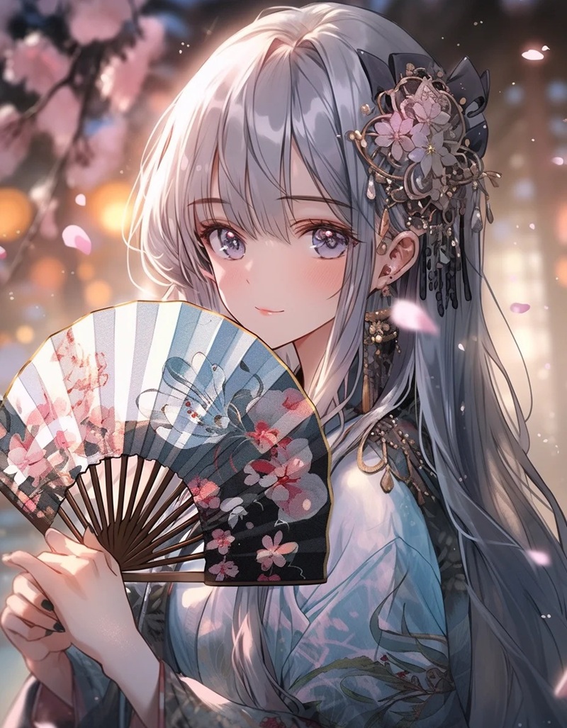 hình ảnh anime nữ mặc kimono 2