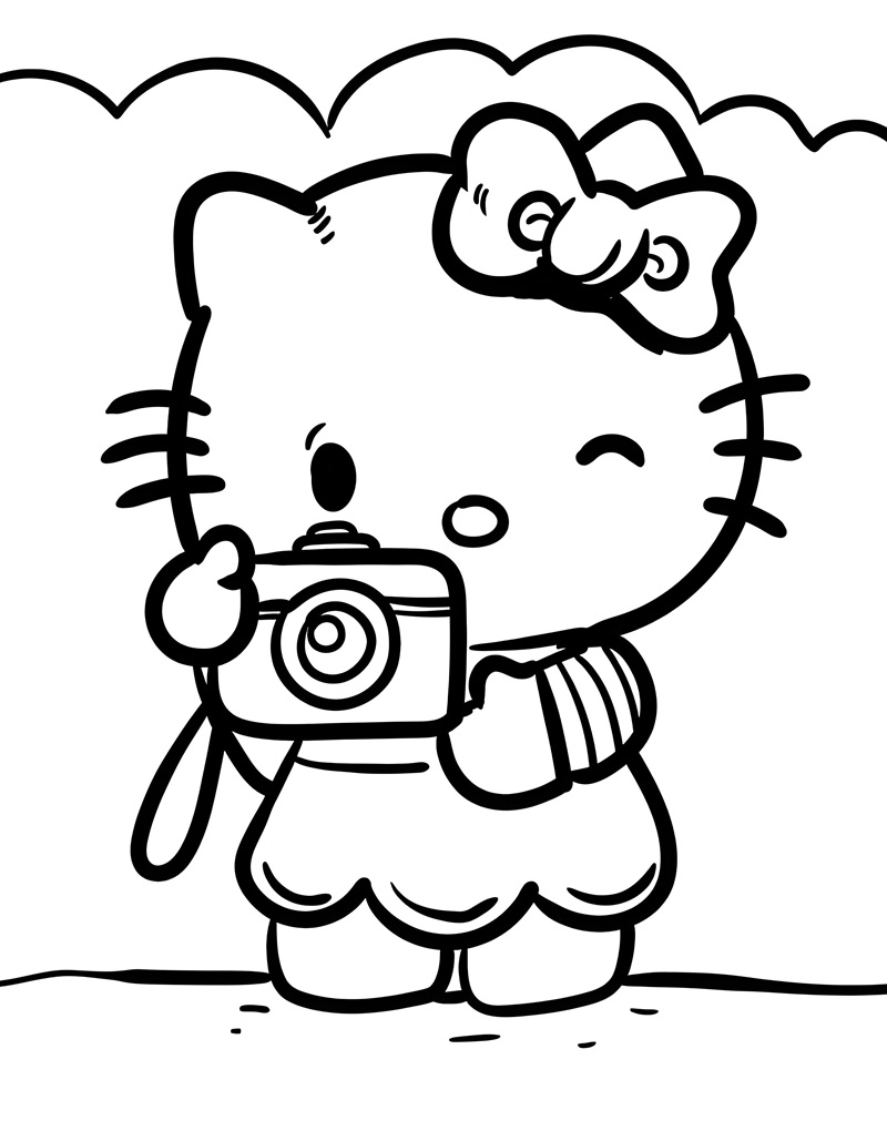 tranh tô màu hello kitty