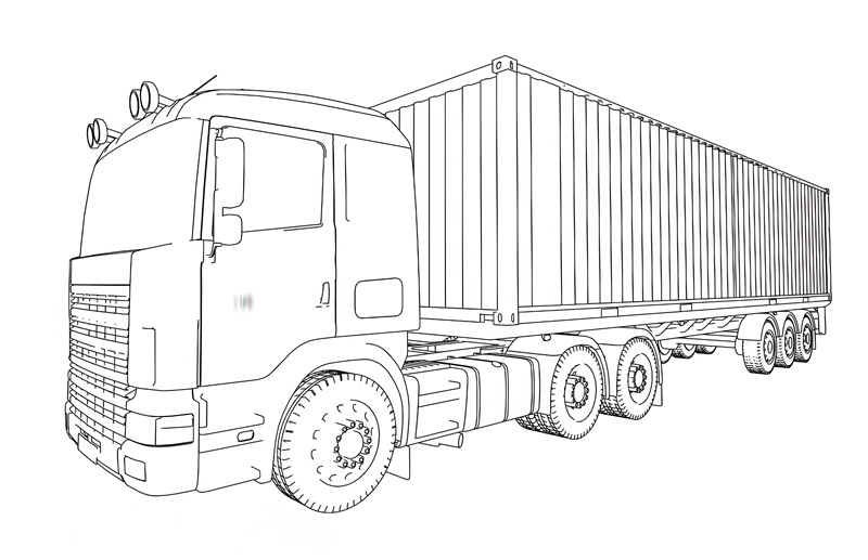 tranh tô màu xe container 