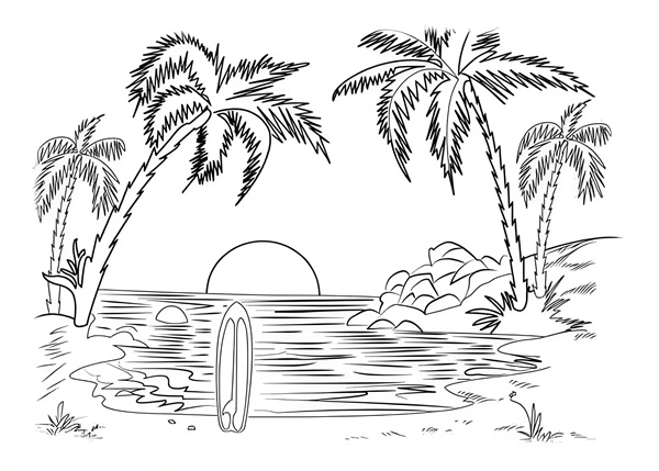 tô màu bãi biển