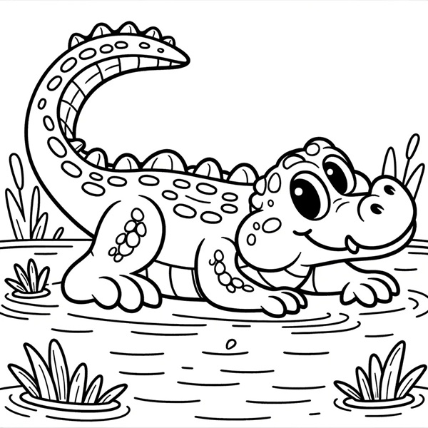 tranh tô màu cá sấu 