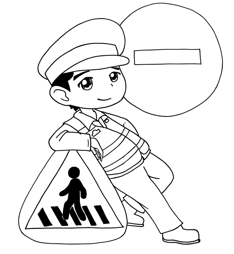 tranh tô màu chú cảnh sát giao thông 11