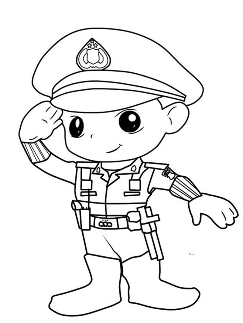 tranh tô màu chú cảnh sát giao thông 17