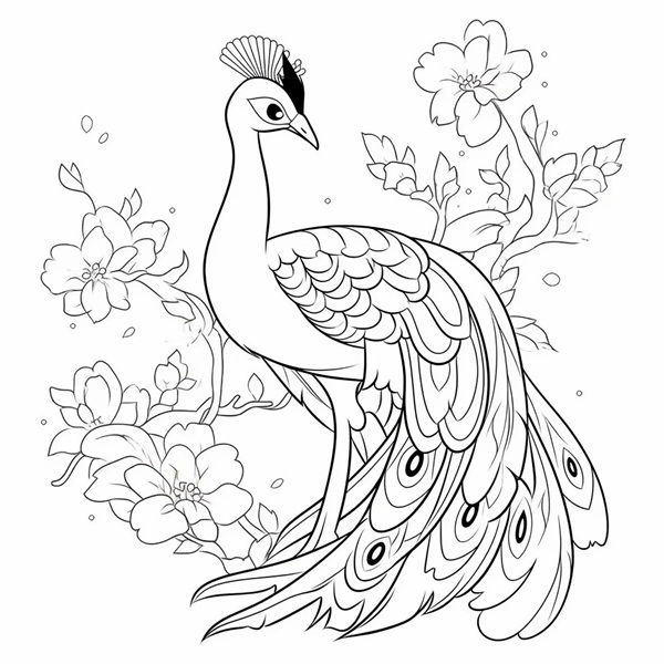 tranh 11tô màu con công 