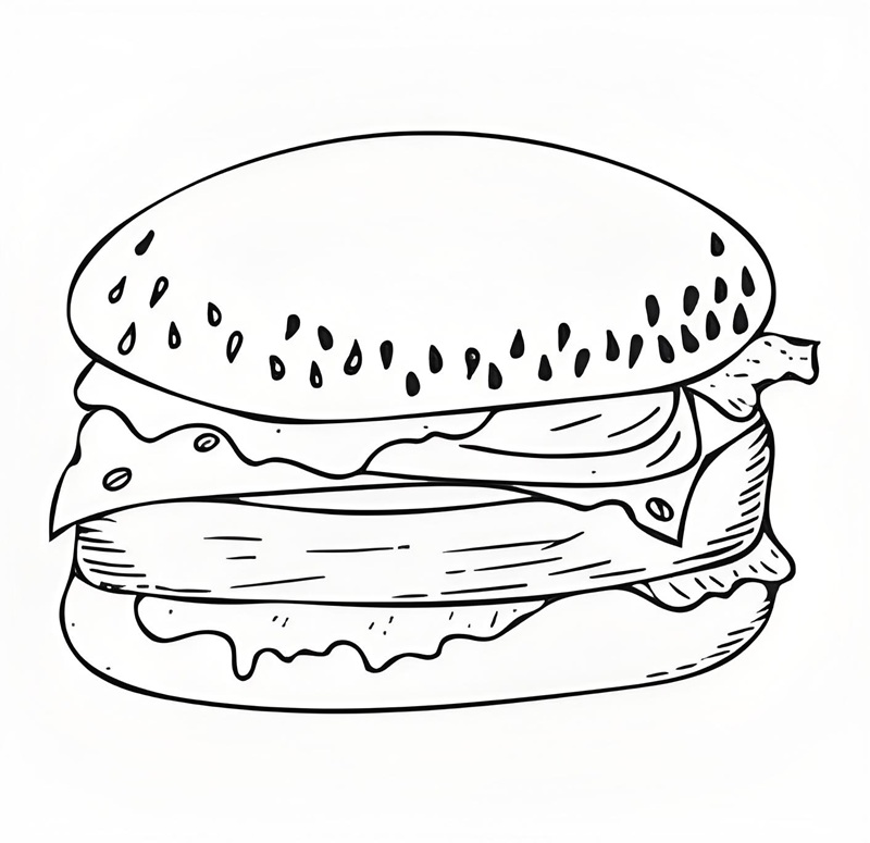 tranh tô màu hamburger 10