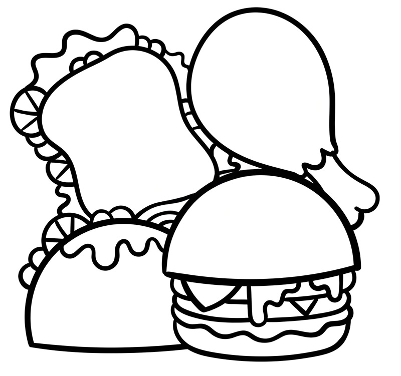 tranh tô màu hamburger 14 