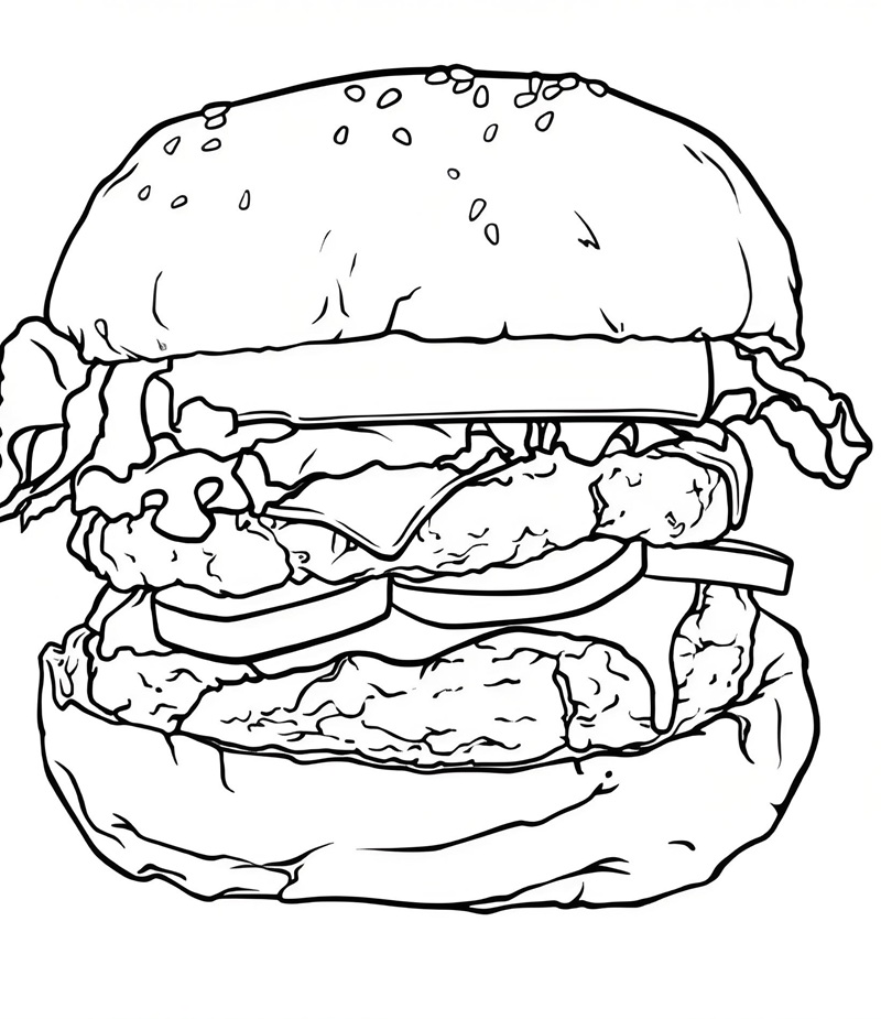 tranh tô màu hamburger 16