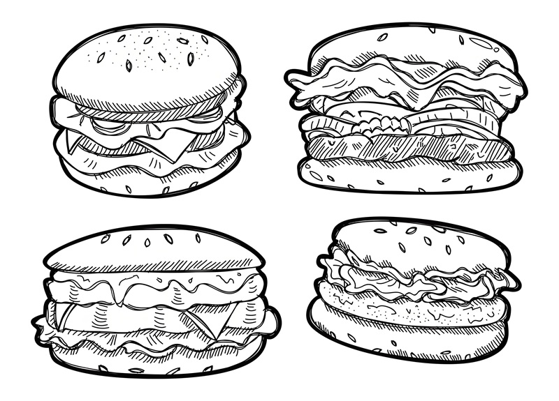 tranh tô màu hamburger 17