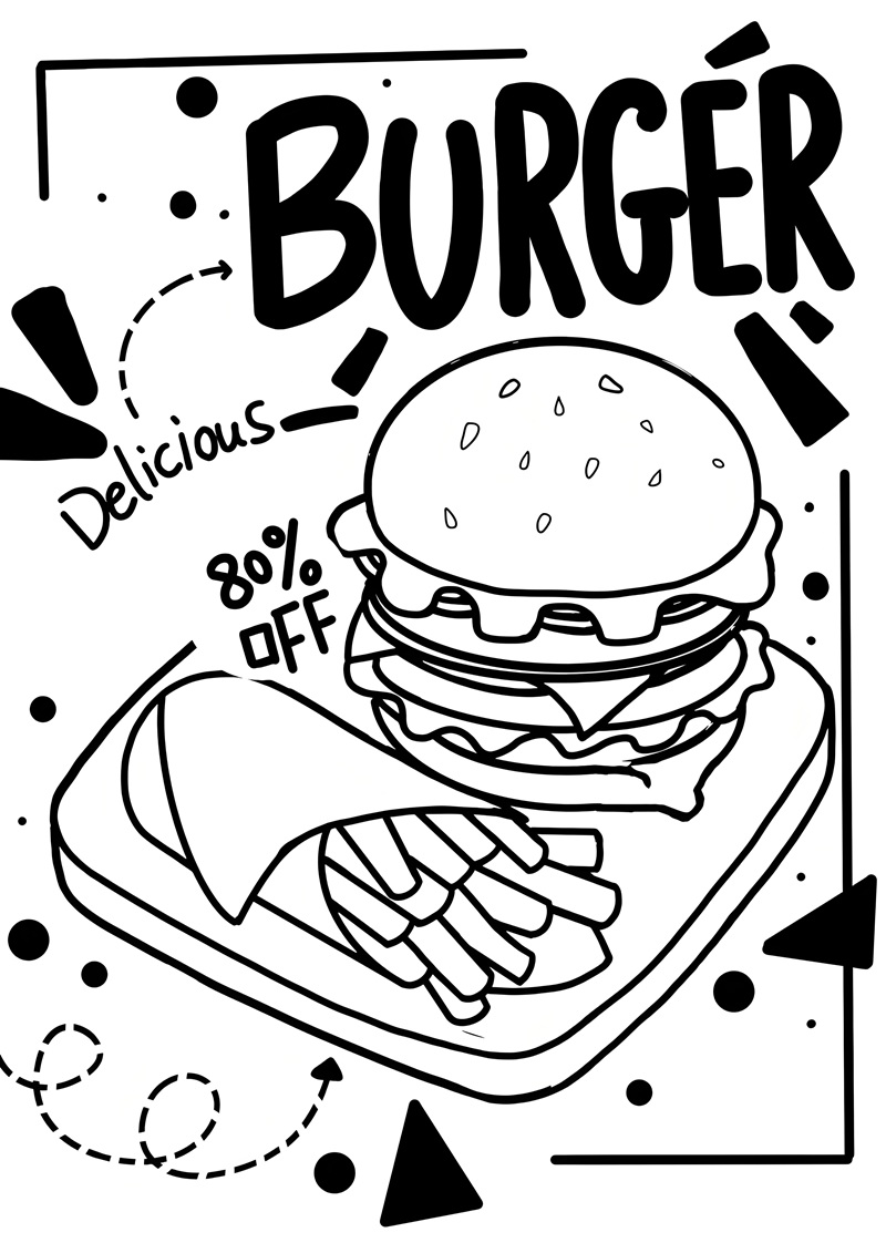 tranh tô màu hamburger20