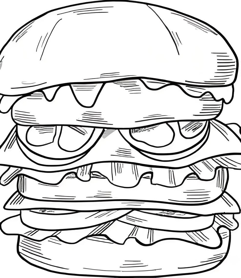 tranh tô màu hamburger 23 