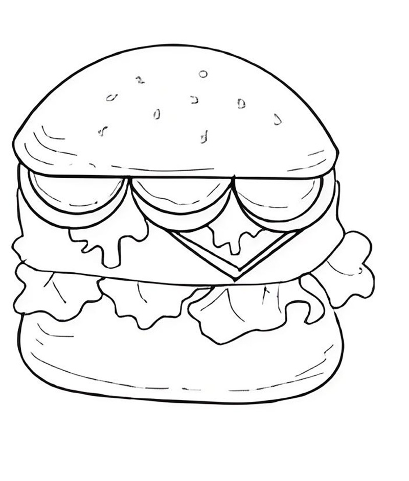 tranh tô màu hamburger 25