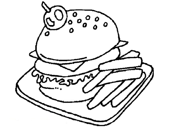 tranh tô màu hamburger 34
