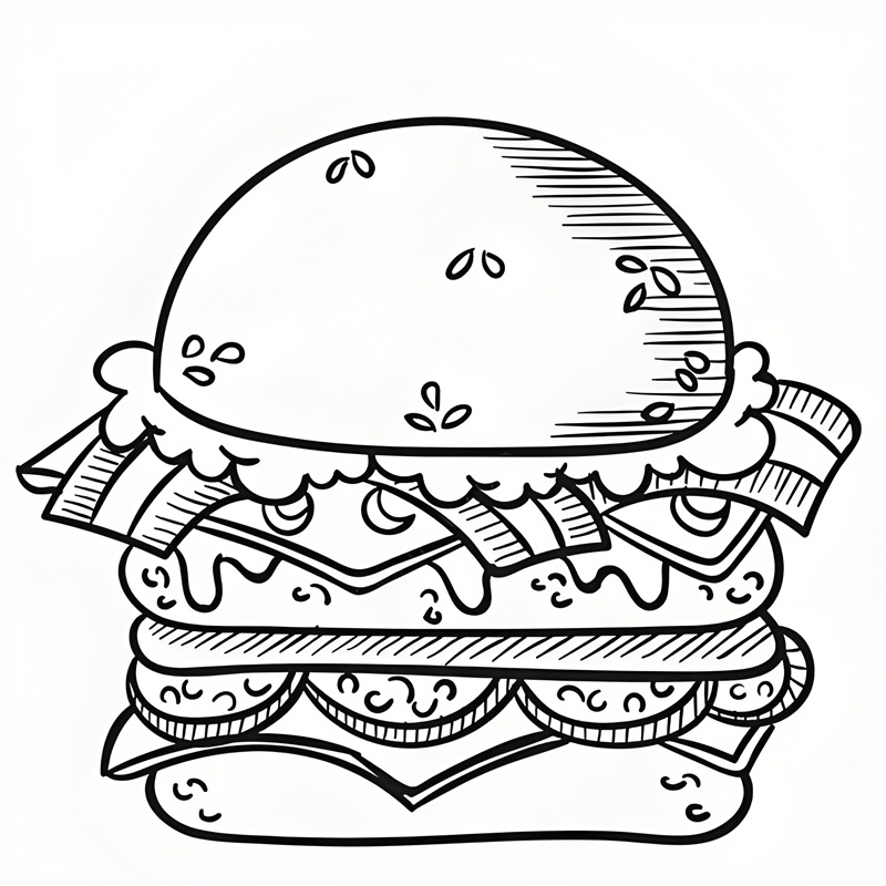 tranh tô màu hamburger 39