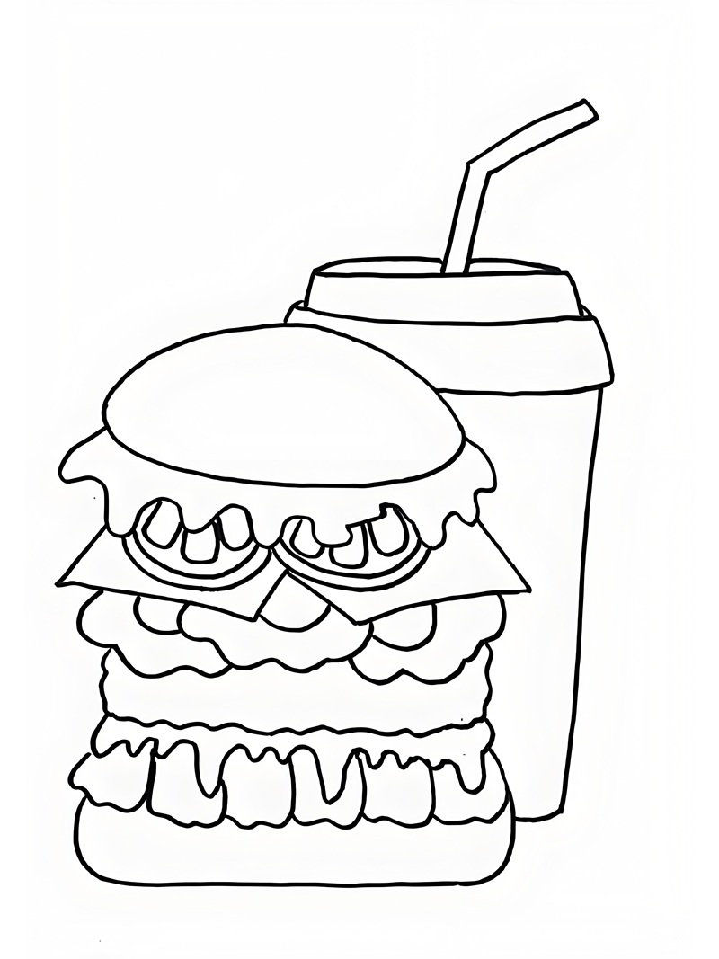tranh tô màu hamburger 4