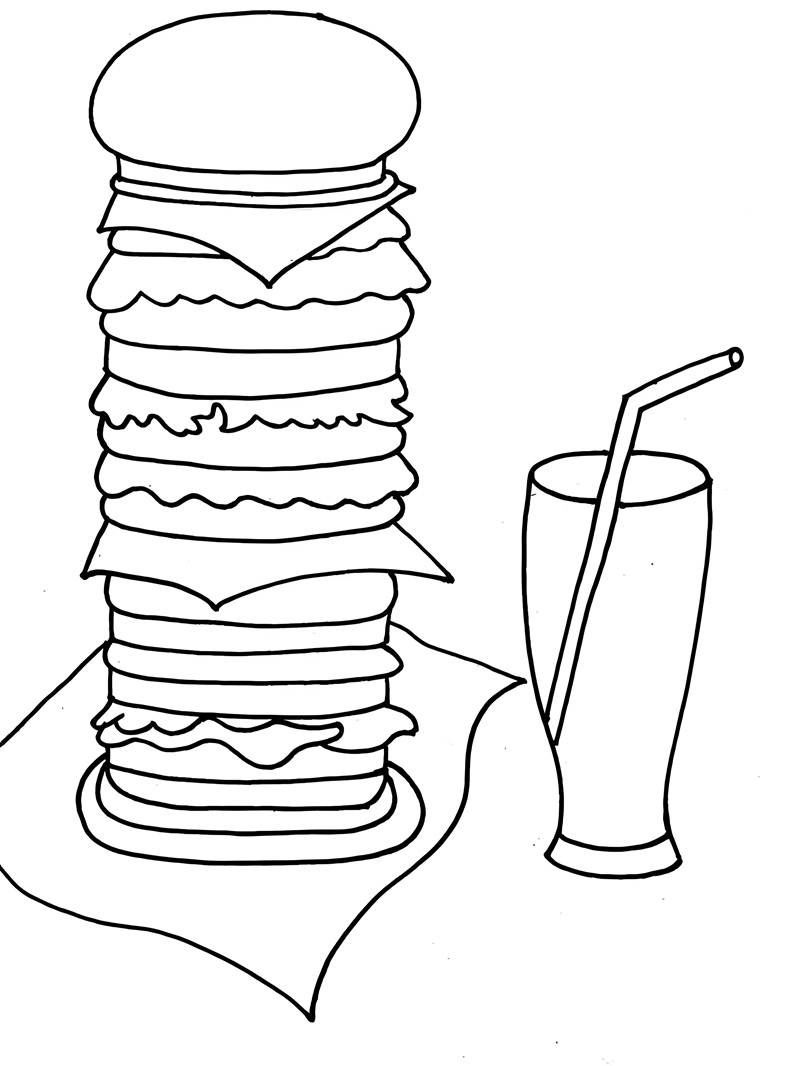 tranh tô màu hamburger 7