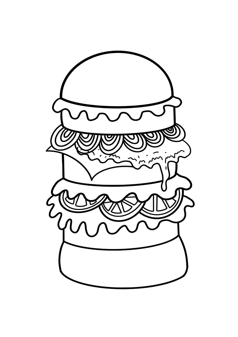 tranh tô màu hamburger 8