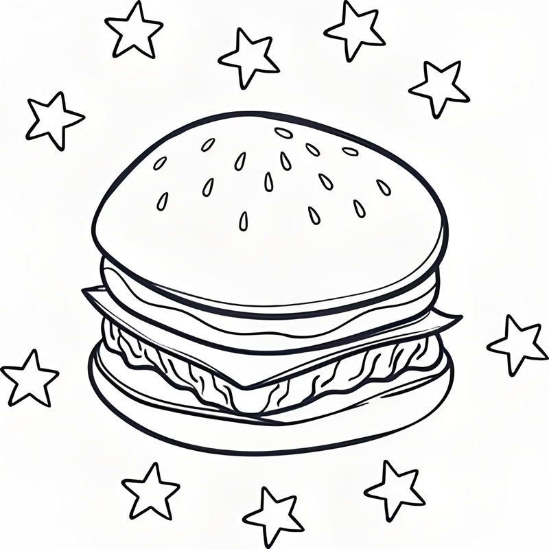 tranh tô màu hamburger 9