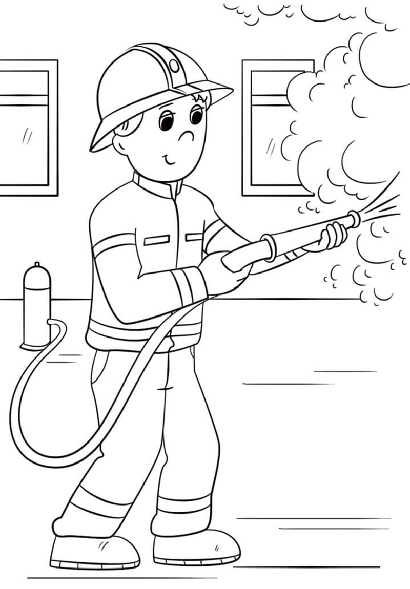 tranh tô màu chú lính cứu hỏa 9