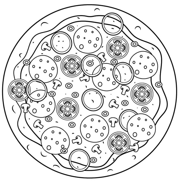 tranh tô màu bánh pizza 13
