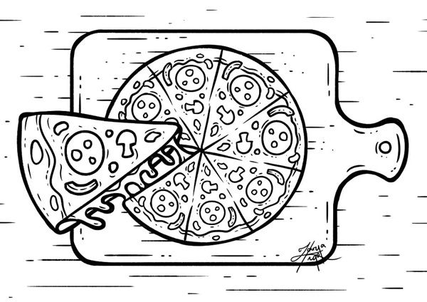 tranh tô màu bánh pizza 14