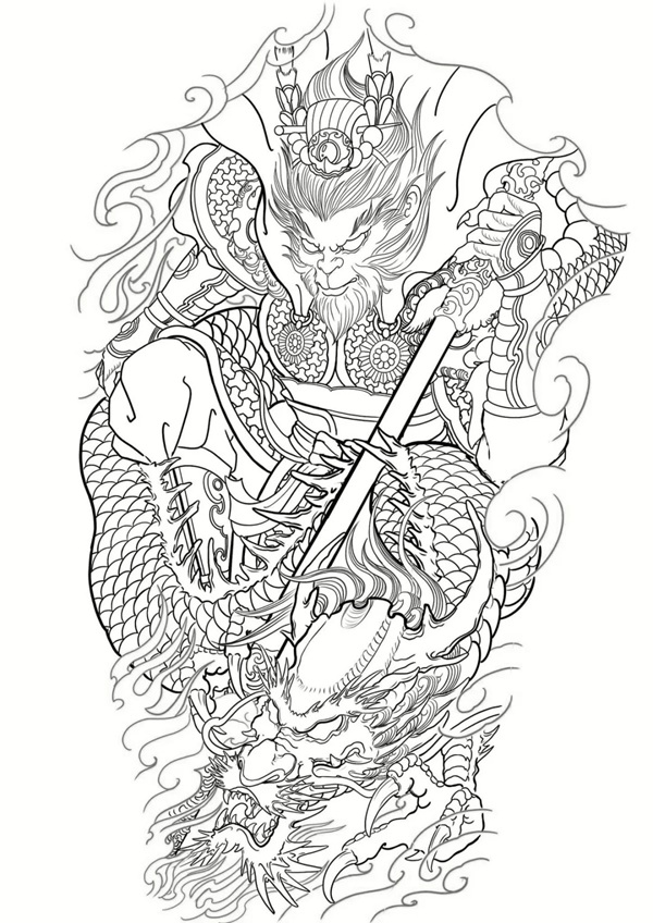 tranh tô màu tôn ngộ không 3
