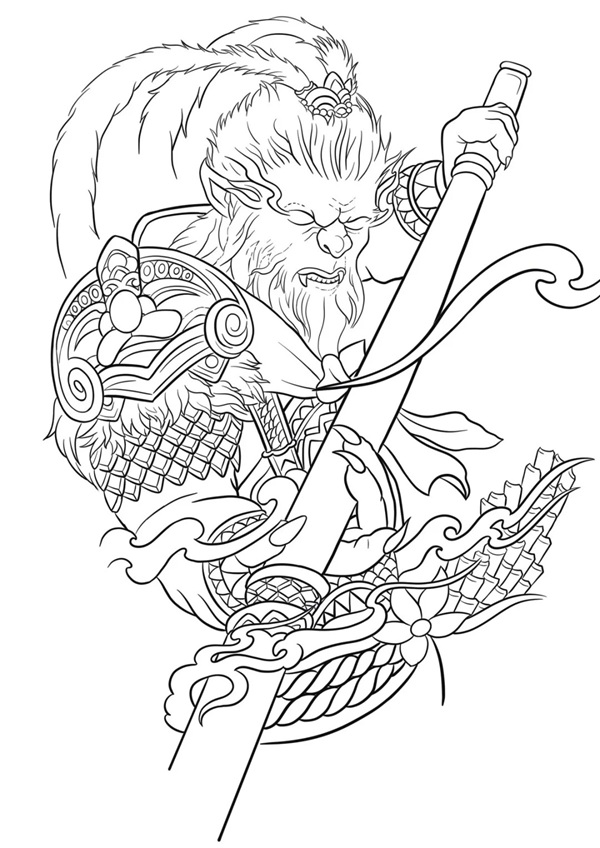 tranh tô màu tôn ngộ không 4