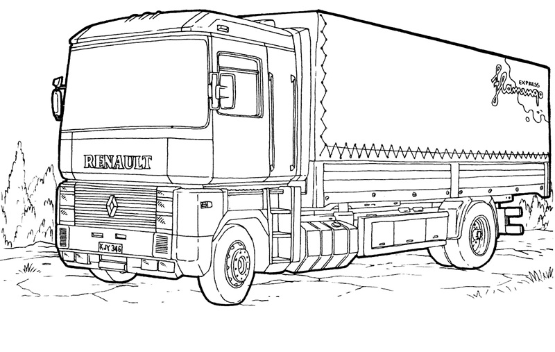 tranh tô màu xe container 32