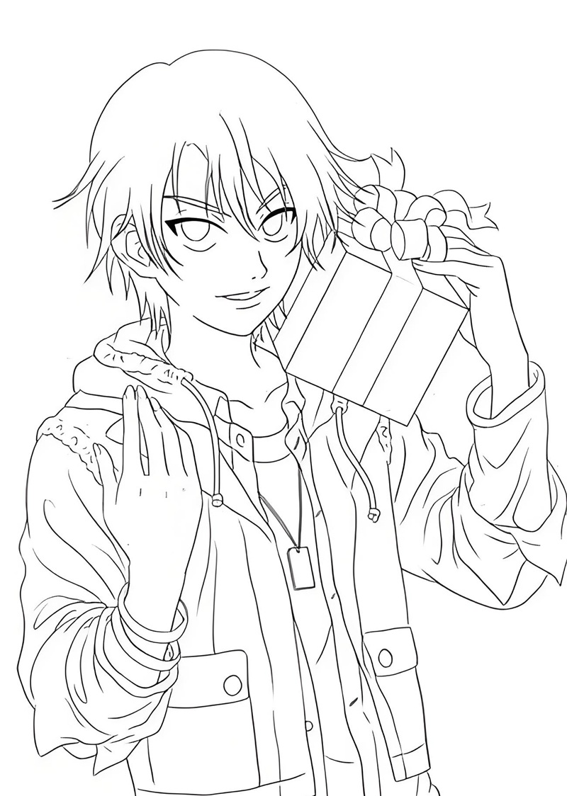 tranh tô màu anime boy cute 22