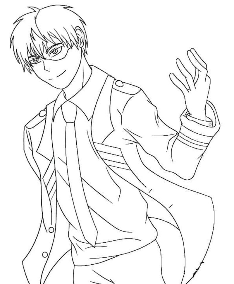 tranh tô màu anime boy cute 30