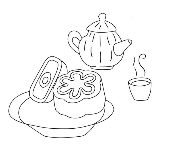 tranh tô màu bánh trung thu 