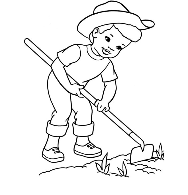 tranh tô màu cái cuốc đất 35