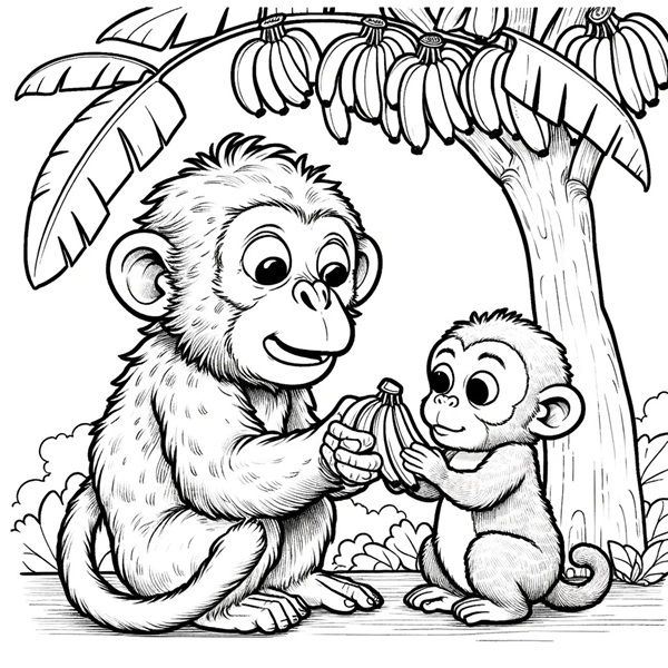 tranh tô màu con khỉ dễ thương 10