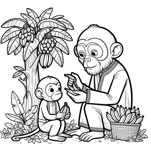 tranh tô màu con khỉ dễ thương 11