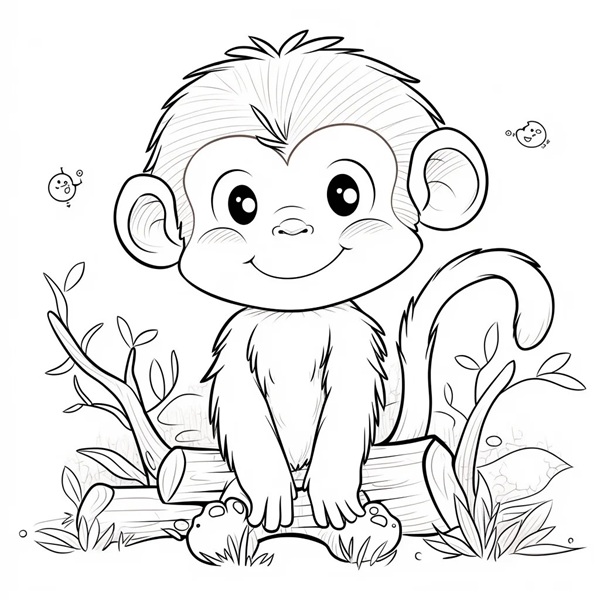 tranh tô màu con khỉ dễ thương 4