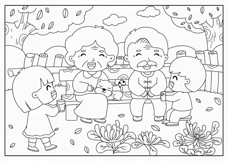 tranh tô màu gia đình 4 người 15