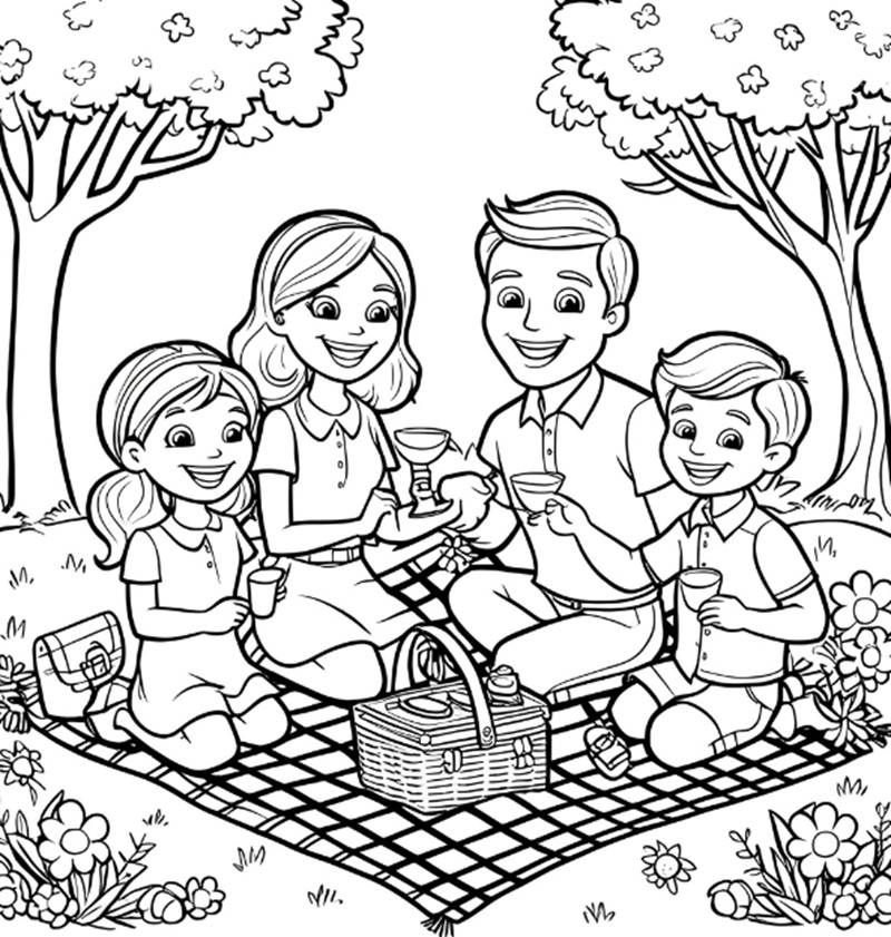 tranh tô màu gia đình 4 người 16