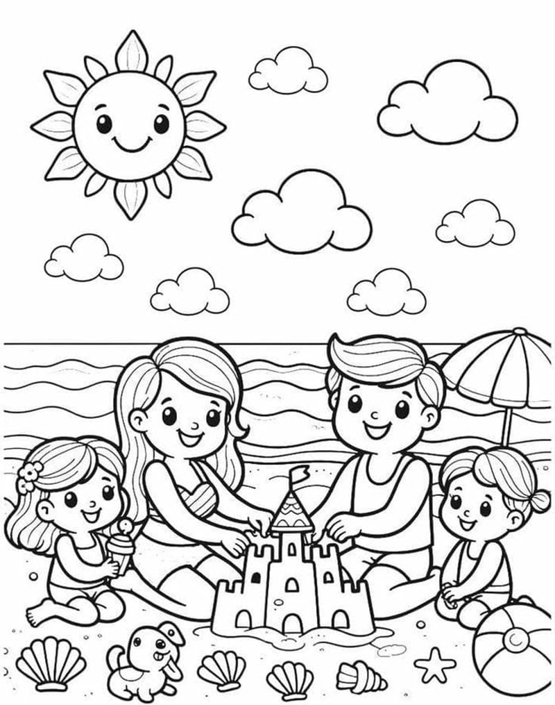 tranh tô màu gia đình 4 người 38