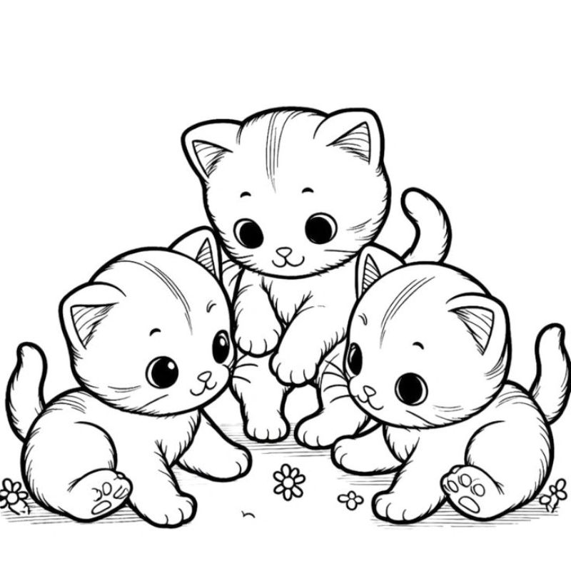 tranh tô màu gia đình mèo 21