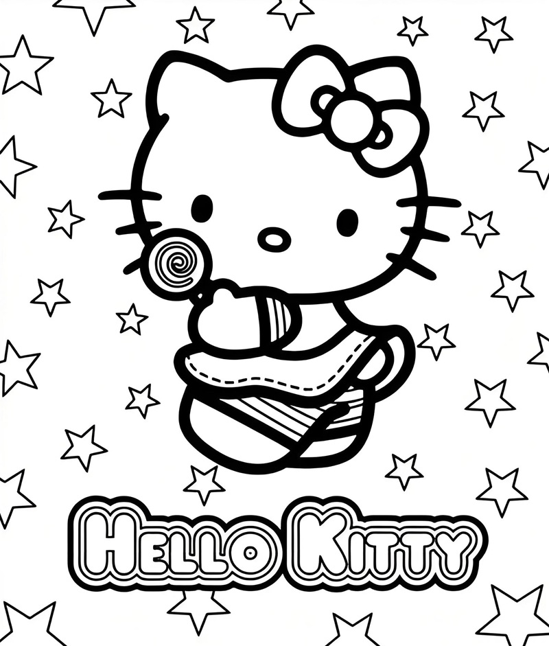 tranh tô màu hello 27kitty 
