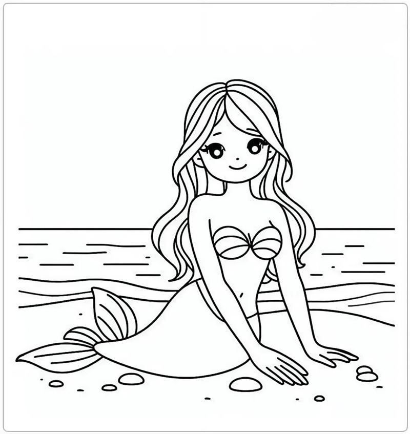 tranh tô màu nàng tiên cá barbie 4